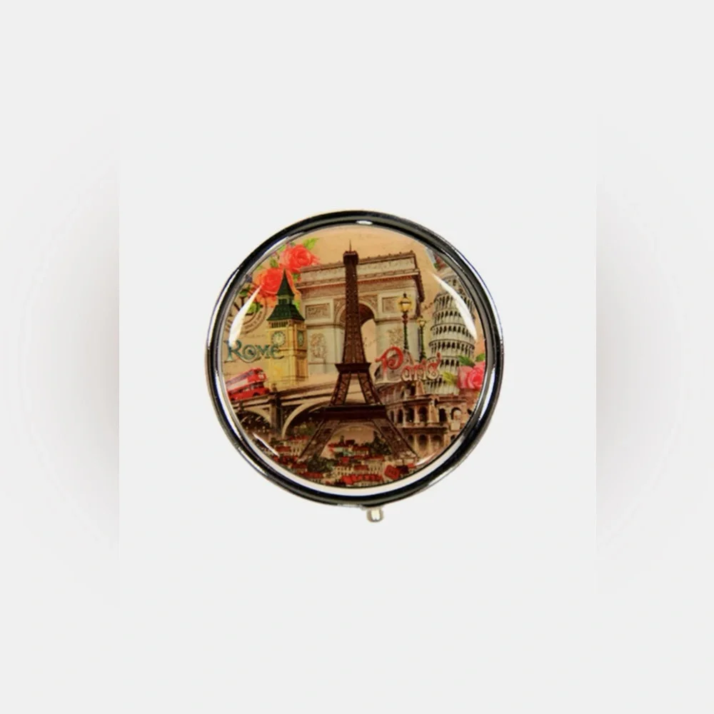 Nicole Lee USA Print Metallic Circular Small Pill Case